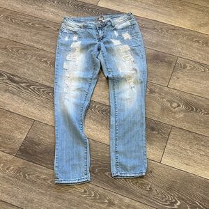 Almost Famous Light Blue Distressed Straight Leg Jeans SZ 11